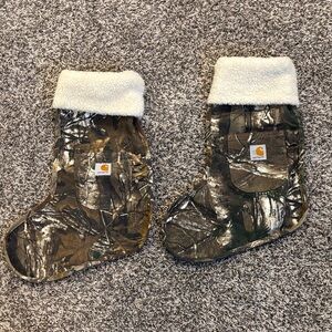 2 Carhartt Camouflage Stockings with Fleece Cuffs Christmas Real Tree Camo